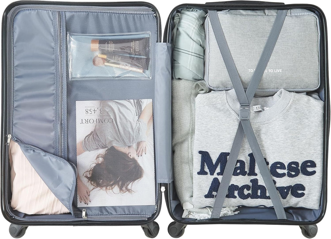 pro.tec Koffer Set 3-teilig Pona Reisekoffer ABS Hartschalenkoffer mit 4 Rollen Handgepäck leicht Tr