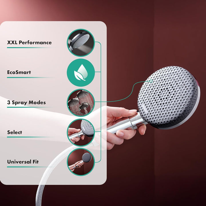 hansgrohe Raindance Alive Select S - wassersparender Duschkopf 7,1 l/min (EcoSmart), Handbrause mit