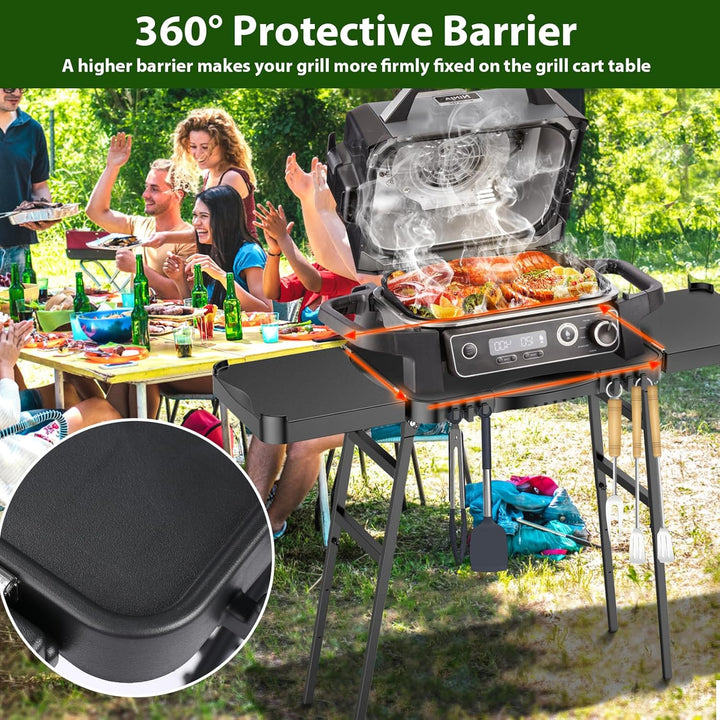 GFTIME Universeller Tragbarer Grillwagen für Enders Urban, Weber Q100/Q200/Q300, Ninja Woodfire, Bur