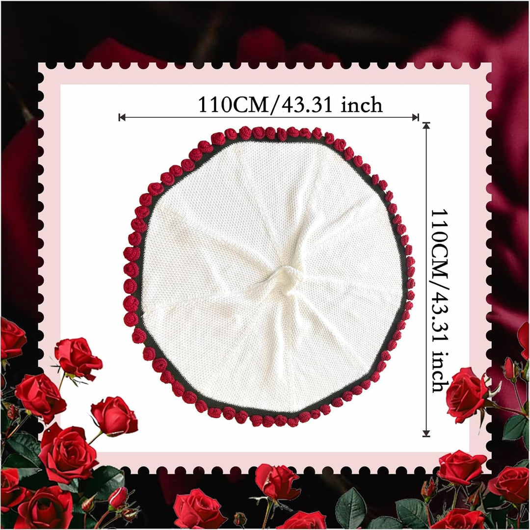 iyoimono Blumenstrauss Decke Fertige Rose Straussdecke Handgestrickte Häkeldecke Überwurfdecke Blume