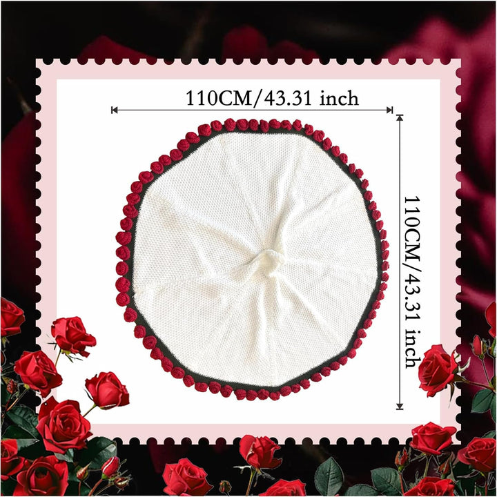 iyoimono Blumenstrauss Decke Fertige Rose Straussdecke Handgestrickte Häkeldecke Überwurfdecke Blume