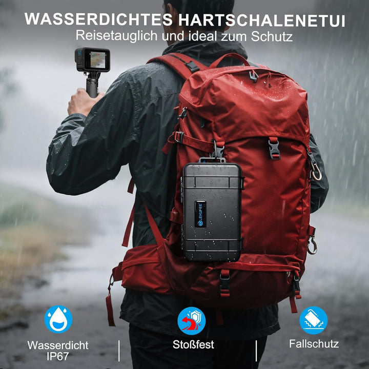 Lekufee Reise wasserdichte Tragekoffer für GoPro Hero 13/12/11/10/9,Hero 4K,Media Mod und anderes Zu