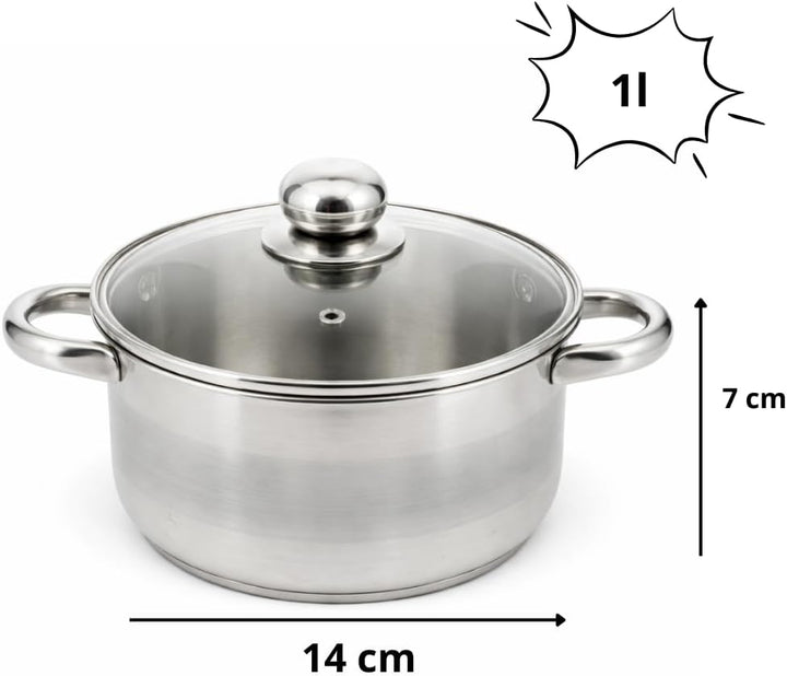 Kochtopf mit Deckel Kinghoff aus Edelstahl (1L), 1L