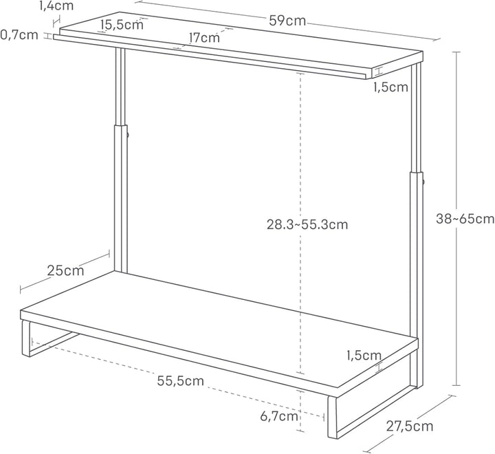 YAMAZAKI 1303 TOWER 2-stöckiger Monitorständer, schwarz, Stahl / Silikon / Polypropylen, minimalisti