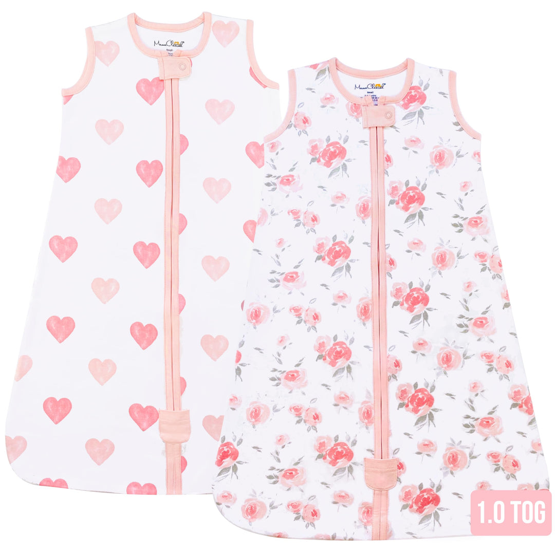 Baby Schlafsack 1.0 TOG, Bio-Baumwolle Baby tragbare Decke mit Zwei-Wege-Reissverschluss, Swaddle Tr