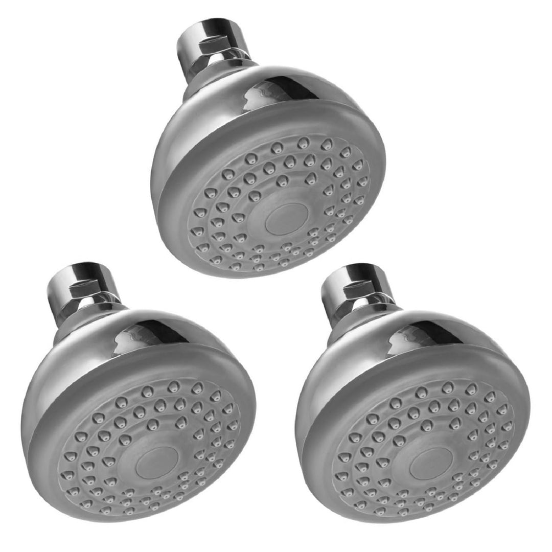 3x Duschkopf Brausekopf mit Antikalk - Düsen Wand, hochwertig verchromt 1/2 Zoll, 3