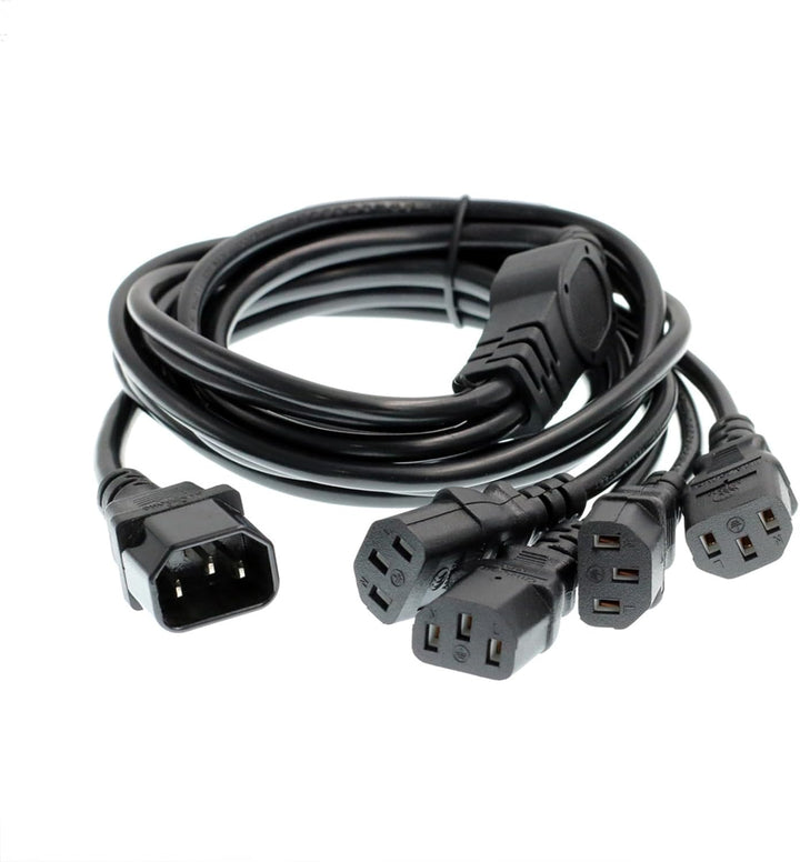 HT-Kabel UPS PDU Computer PC Stromverteilerkabel C14 bis 4 x C13 10A 250V Verlängerungskabel (1,8 m)