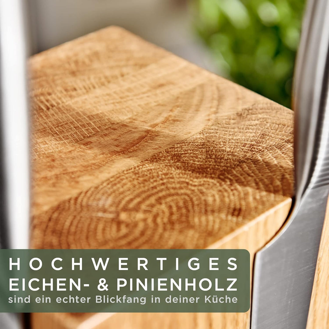 WALDWERK Design Messerblock ohne Messer - Messerblock magnetisch und drehbar aus edlem Eichenholz -
