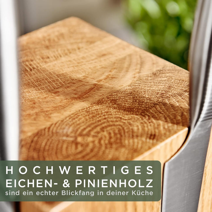 WALDWERK Design Messerblock ohne Messer - Messerblock magnetisch und drehbar aus edlem Eichenholz -