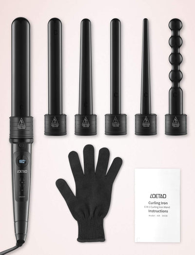 LOETAD Lockenstab Set 6 in 1 Curling Iron Multifunktions Austauschbare Keramikbeschichtung Lockenwic