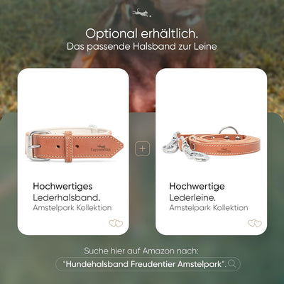 FREUDENTIER Hundeleine aus zertifiziertem Leder 2m, 3-Fach verstellbare Führleine, liebevoll in Holl