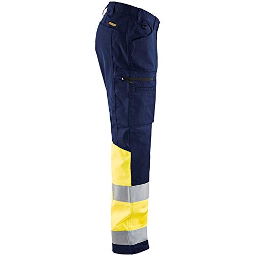 Blaklader 15511811 Hochsichtige Hose mit Stretch, Marineblau/Gelb, grootte D108, D108
