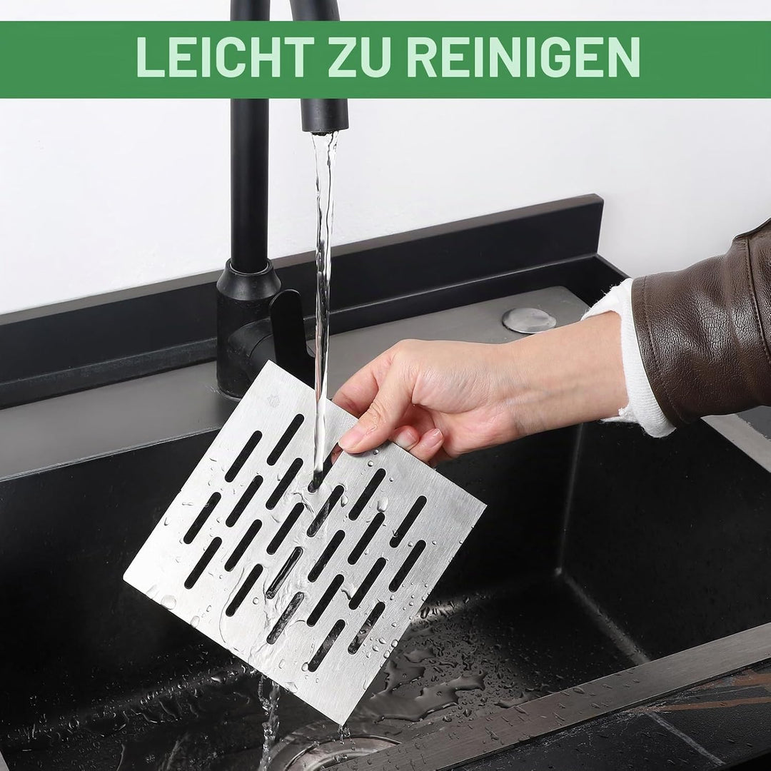 Edelstahl Bodenablauf mit Rahmen, Abflussgitter Quadratisch, Bodenablaufabdeckung rutschfest, Abflus