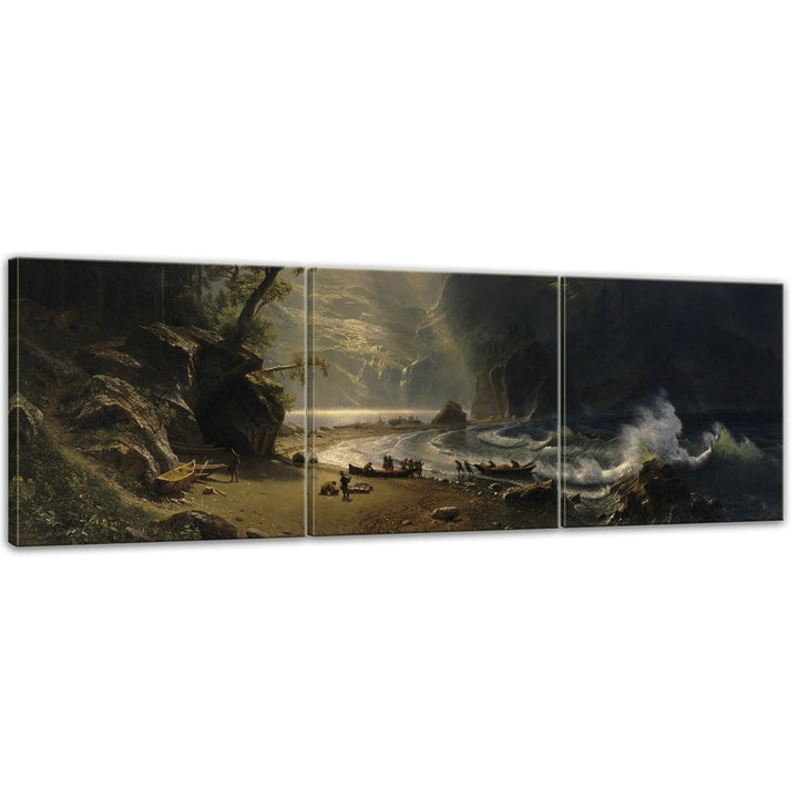 Bilderdepot24 Bild auf Leinwand | Bierstadt Puget Sound on the Pacific Coast in 120x40 cm mehrteilig