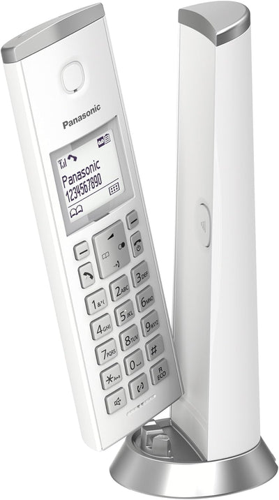 Panasonic KX-TGK220GW Design-Telefon mit Anrufbeantworter (Wecker, Haustelefon (schnurlos), HD-Telef