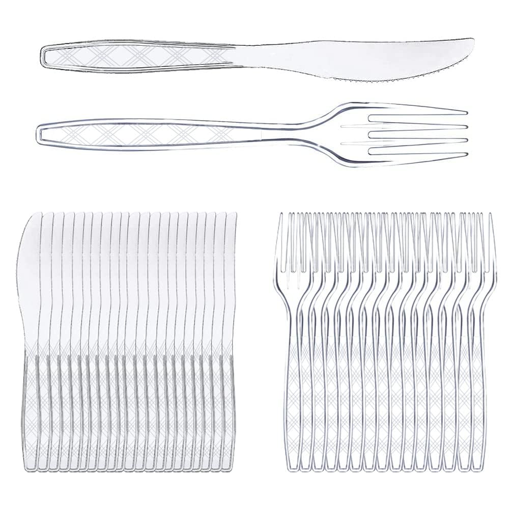 Wiederverwendbar Gabel und Messer Set, Mehrwegmesser,Wiederverwendbar Besteck,Partygeschirr Mehrweg,
