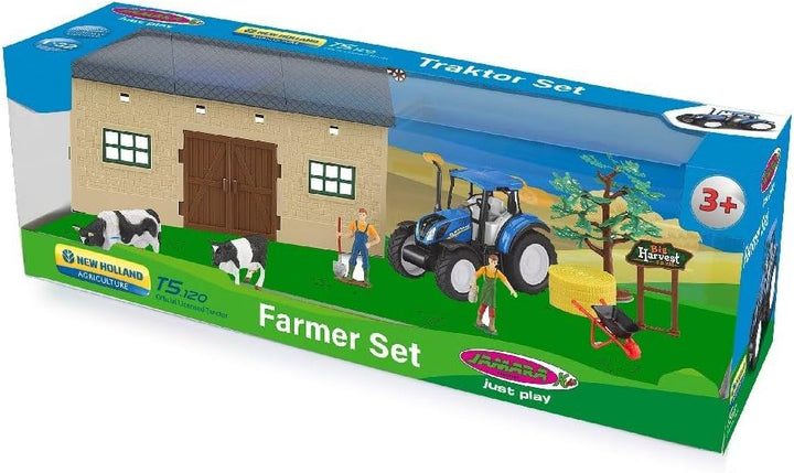 JAMARA 460533 - New Holland Farmer Set2, 1:32 - offiziell lizenziert, Spielspass für die kleinen Lan