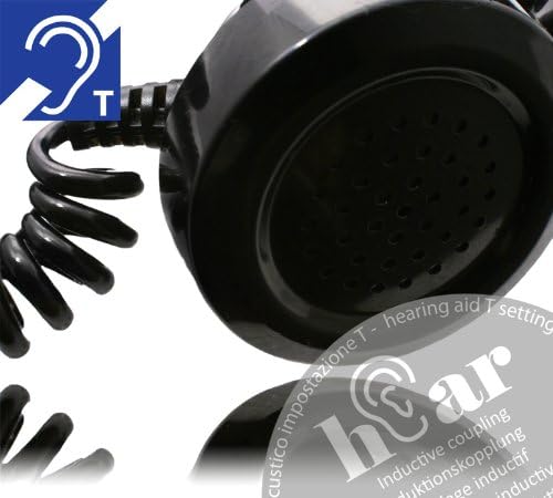 OPIS 60s Micro Hear: Retro Telefonhörer für die Benutzung mit Mobiltelefon und Hörgerät (schwarz)