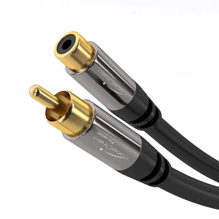 KabelDirekt – Cinch-Verlängerungskabel – 7,5 m – besonders bruchfestes Hybid-Kabel für brillante Ton