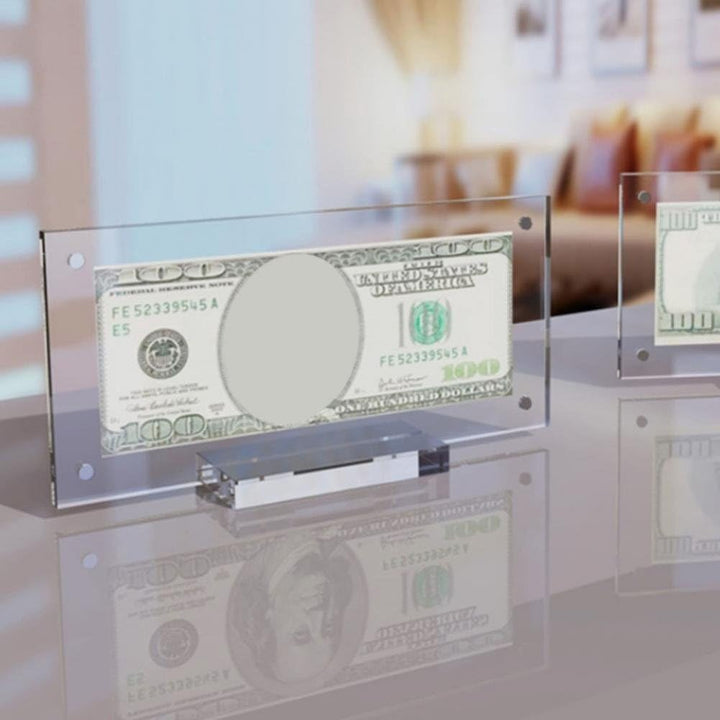 Acryl-Dollar-Schein-Halter, Dollar-Schein-rahmenhalter, Durchsichtige Schilder-vitrine, Währungs-Tic
