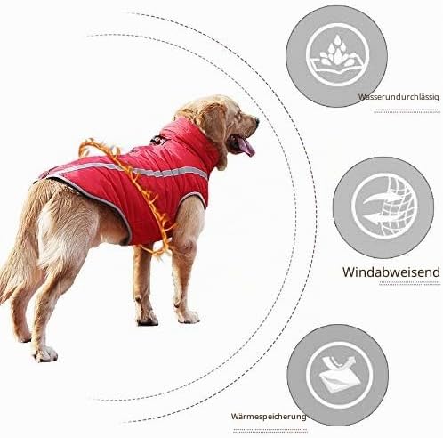 Idepet Wasserdichter Hundemantel Winter Warme Jacke, Winddichte Haustierkleidung Hundejacke Outfit f
