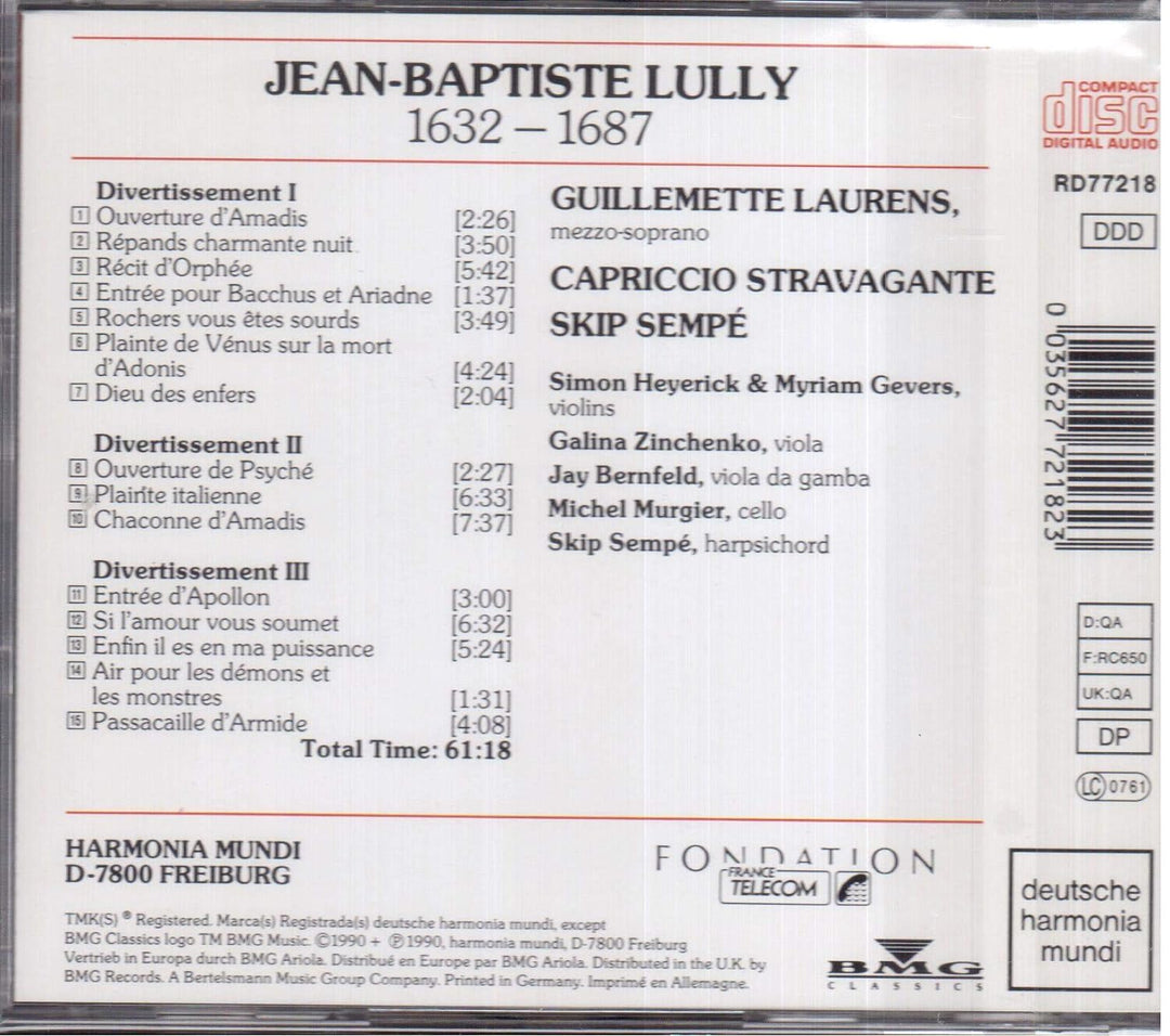 Lully: Divertissements, Audio-CD
