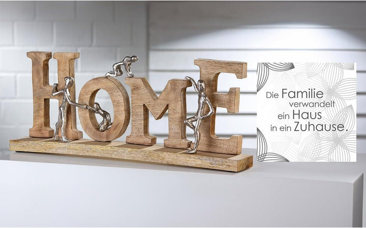 GILDE Deko Holz Buchstaben Schriftzug Home - gefertigt aus Holz Aluminium - Breite 58,5 cm Höhe 23,5