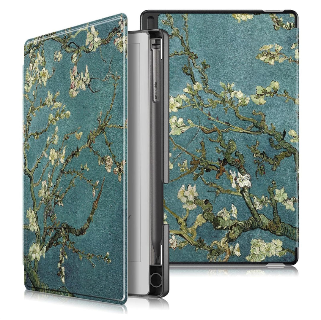 GIOPUEY Hülle Kompatibel mit Remarkable Paper Pro Move 7.3, Flip Case 360° Schutz - Aprikosenblume r
