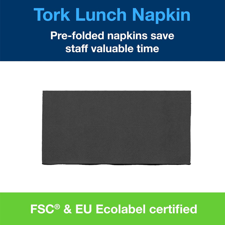 Tork 477851 schwarze Lunchservietten 1/8 gefaltet / 2-lagige, vorgefaltete Papierservietten für Snac