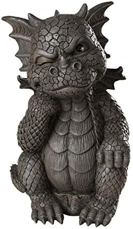 Pacific Giftware Drachen Gartenfigur Frecher Denker 25 cm - Gartendrache Fantasy Deko Statue Garten