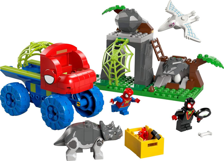 LEGO Marvel Spideys Team auf Rettungsmission im Dino-Truck, baubares Superhelden Spielzeugauto, Aben