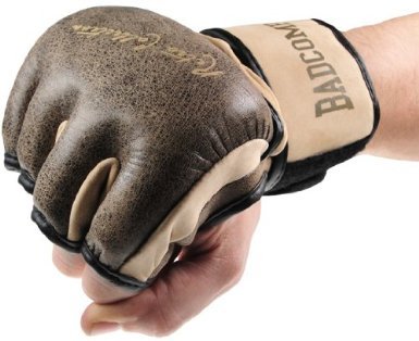 Bad Company Retro Rindsleder MMA Handschuhe I Leder Trainingshandschuhe ohne Finger I Gr. S-XL, c -