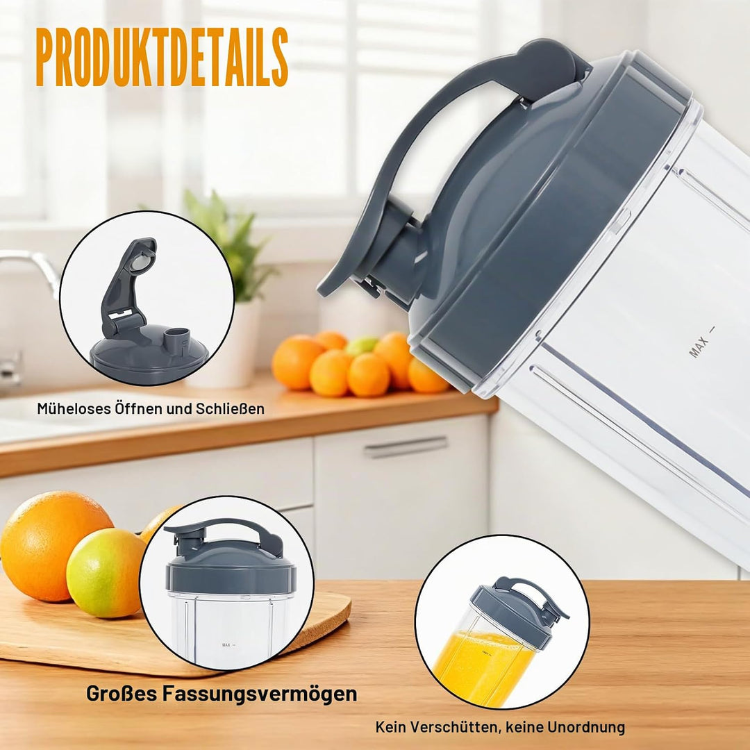 Poweka Ersatzteile Kompatibel mit Nutribullet 600 W/900 W Mixer, 2 Gläser à 32 oz mit Klappdeckel Ko