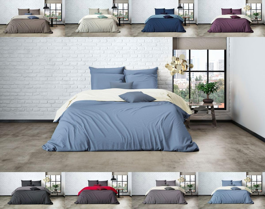 MISTRAL HOME Uni Einfarbig Wende Bettwäsche Edel Perkal 100% Ägyptische Baumwolle, Farbe:Pristine-So