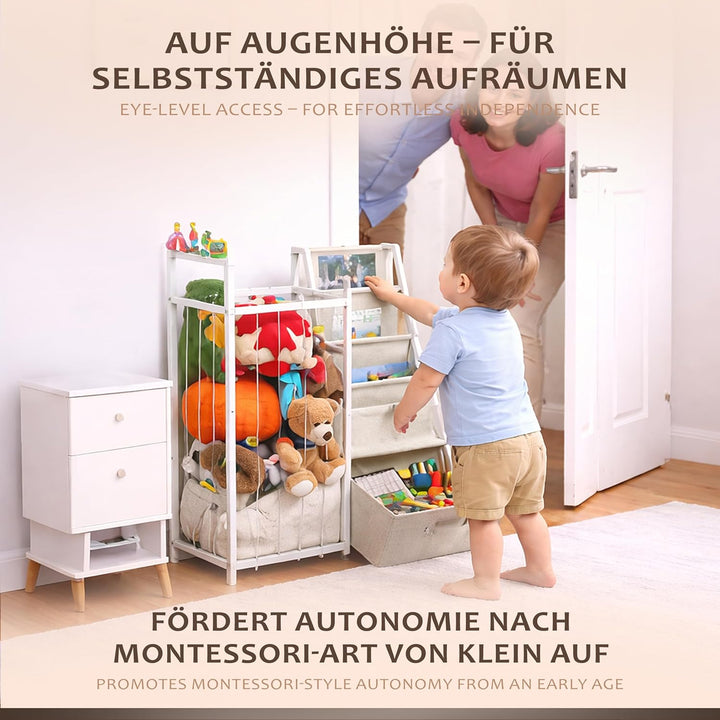 ONVAYA® Multifunktionales Kinderregal 4-in-1 | Tonie Regal, Kuscheltier Aufbewahrung, Kinder Bücherr