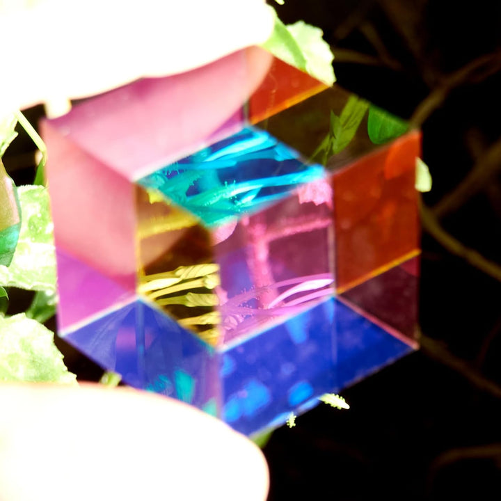 ECBANLI CMY Farbwürfel, 40 mm Acryl CMYcube würfel Prisma, RGB Dispersions Farbphysik Spielzeug und
