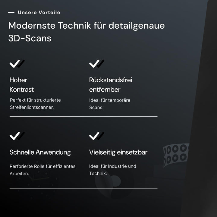 AESUB dots - Referenzpunkt für 3D Scannen, diffuse & retro reflektierende Reflexionsmarker (3 mm, Sc
