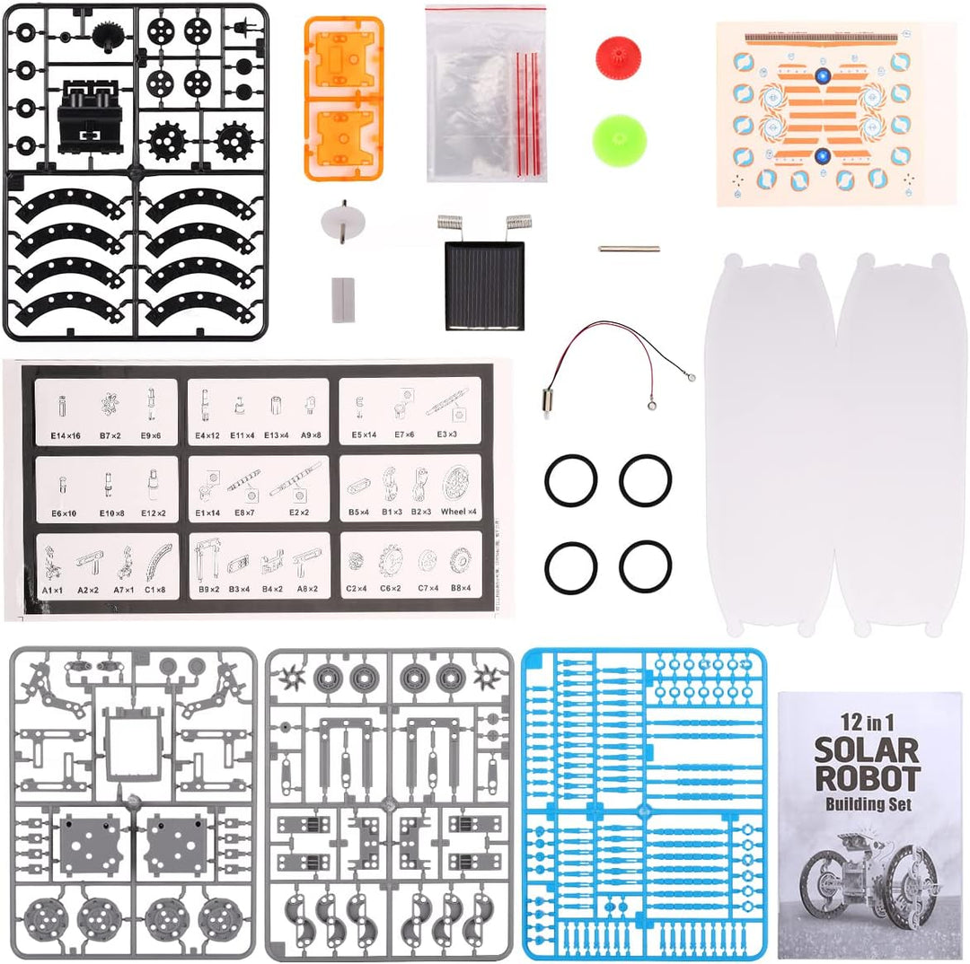 ACELIFE STEM Solar Roboter Kit, 12-in-1 DIY Bauspielzeug Angetrieben durch Solarenergie, Konstruktio
