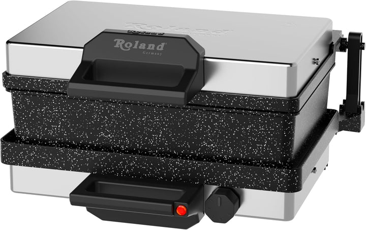 Roland Germany Multigrill, 2000W Elektro-Kontaktgrill, Schwarz, 340x220mm Grillplatten, 5-Stufen Tem