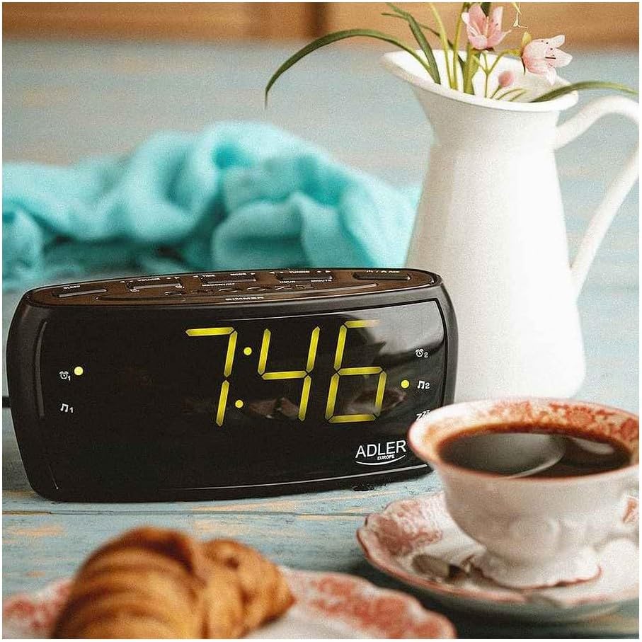 Radiowecker Uhrenradio Uhr Wecker AM/FM Radio Helligkeitsregler mit extra grossem Display Single, Si