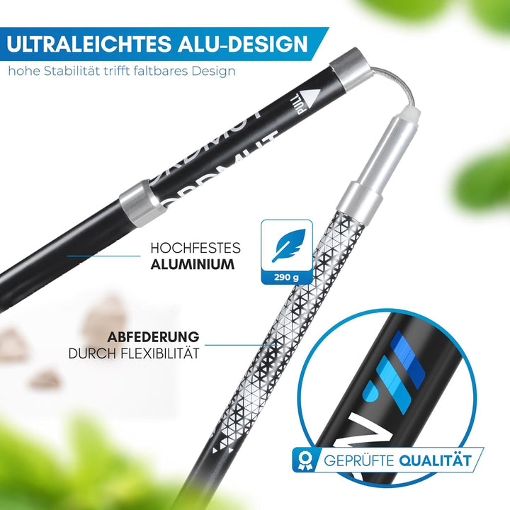 NORDMUT® Wanderstöcke faltbar aus ultraleichten Aluminium oder Carbon - ab 1,50m oder 1,65m - stabil