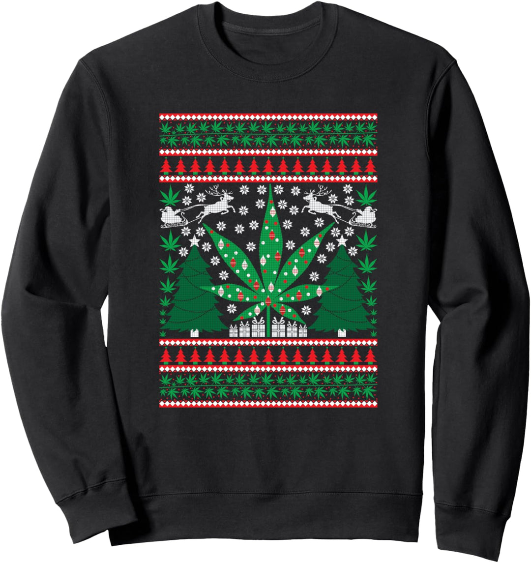 Marijuana Ugly Christmas Santa Holiday Blunt Weed Joint Sweatshirt