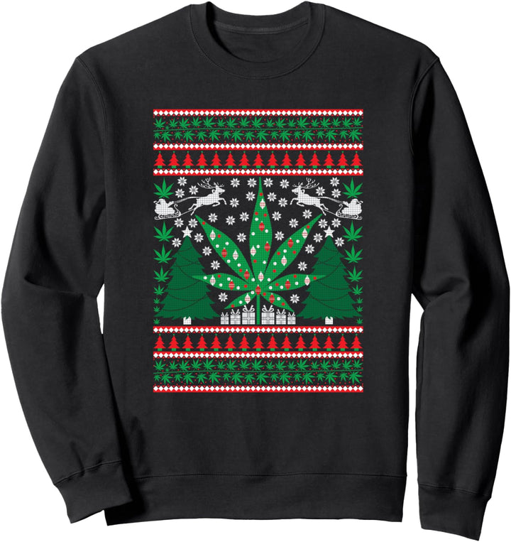 Marijuana Ugly Christmas Santa Holiday Blunt Weed Joint Sweatshirt