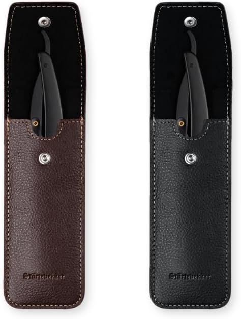 Störtebekker Premium Rasiermesser Set Schwarz im handgefertigten Lederetui (Schwarz) - inkl. Rasierp