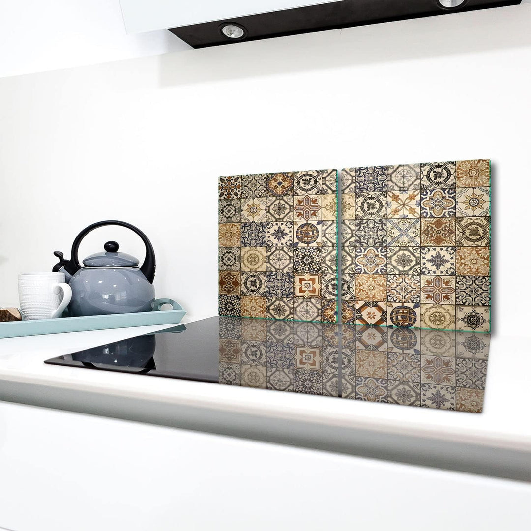TMK | Herdabdeckplatten ceranfeld 2 Teilig 40x52 cm | Ceranfeldabdeckung Küche Elektroherd Induktion