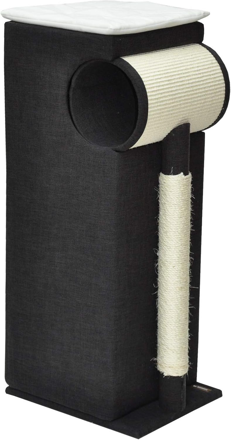 nanook Katzen Kratztonne Kratzbaum Kratzmöbel Sisaltonne - schwarz - mit XXL Kratzbrett und Kratzsta