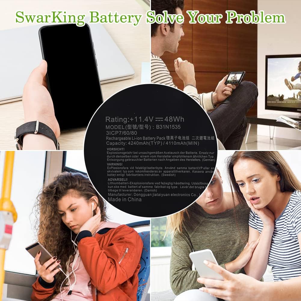 SwarKing Ersatz Akku Kompatibel mit B31N1535 Asus ZenBook UX310 UX310UA UX310UA-1A UX310UA-1C UX310U