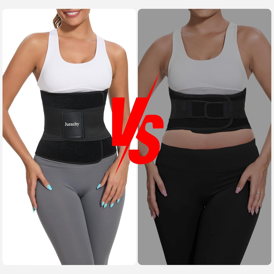 Jueachy Waist Trainer Damen Workout: Bauchweggürtel Damen Herren Fitness Gürtel Verstellbarer - Schw