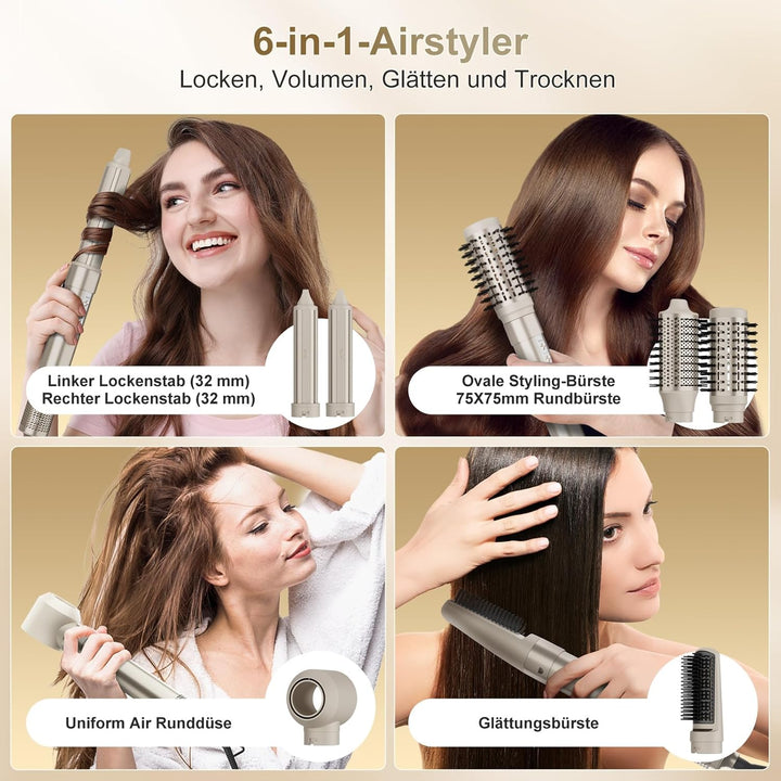 7MAGIC 6 in 1 Airstyler, Hairstyler, Lockenstab Auto-Wrap, Stylen Sie Beach Wave, Ionen Föhn, Profes