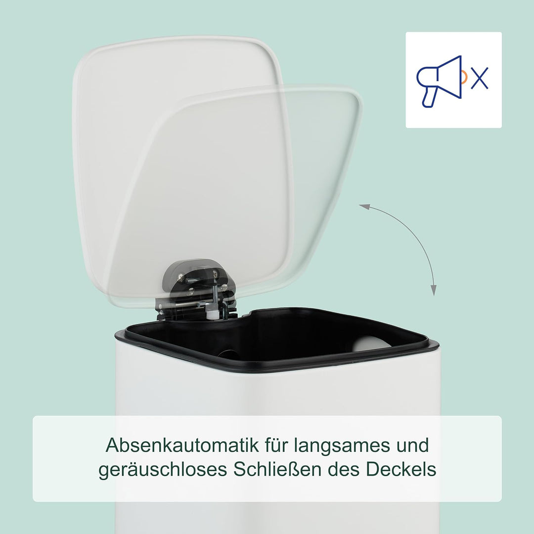 Relaxdays Kosmetikeimer, 8 L, Absenkautomatik, entnehmbarer Inneneimer, Metall, Bad Mülleimer, inkl.